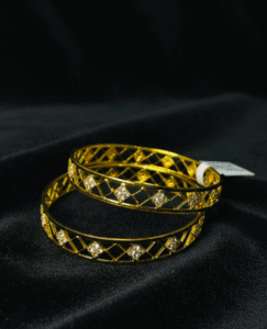 Stone with Rhombus Design Bangles 2 PC's