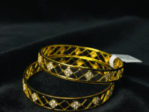 Stone with Rhombus Design Bangles 2 PC’s